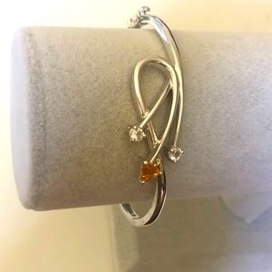 💎Yellow topaz 925 silver trend bangle bracelet genuine clear stones bracelet